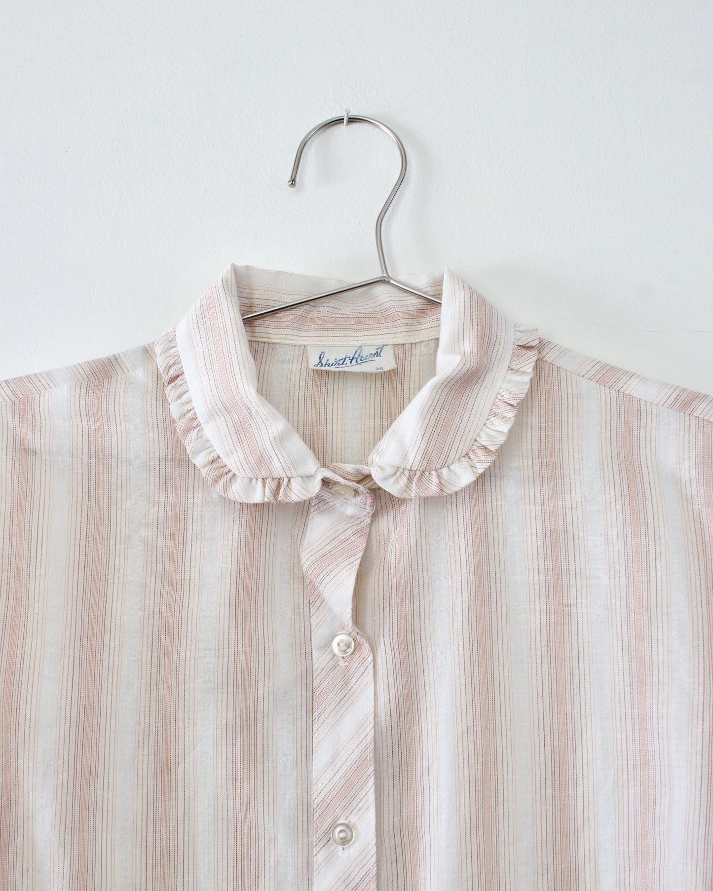 80s Cotton-Blend Stripe Shirt x Shirt Accent (S-M)