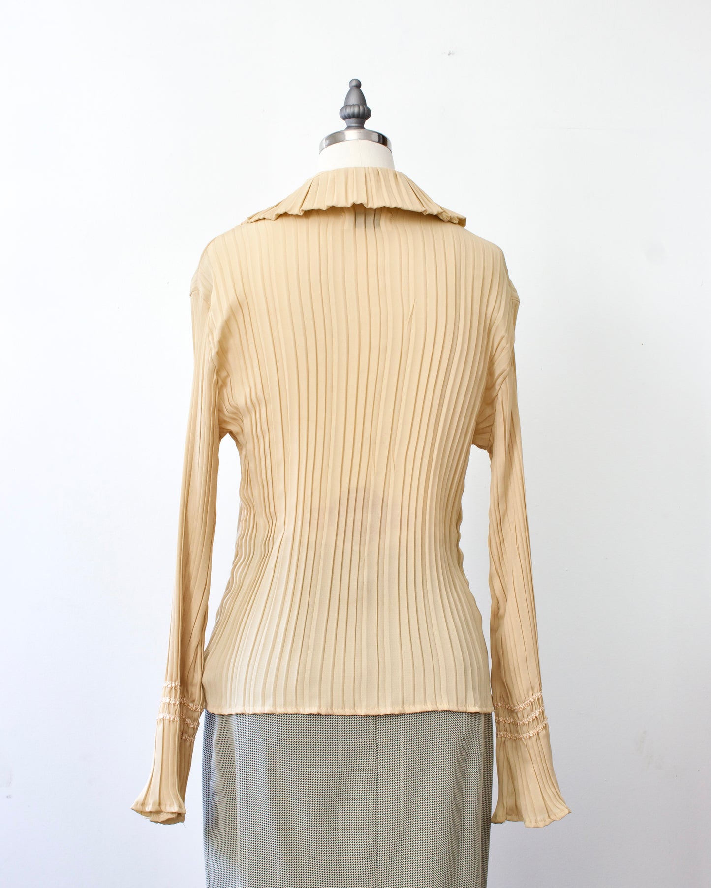00s Pleat Lace-Up Blouse x Dress-U by Sharon (M)