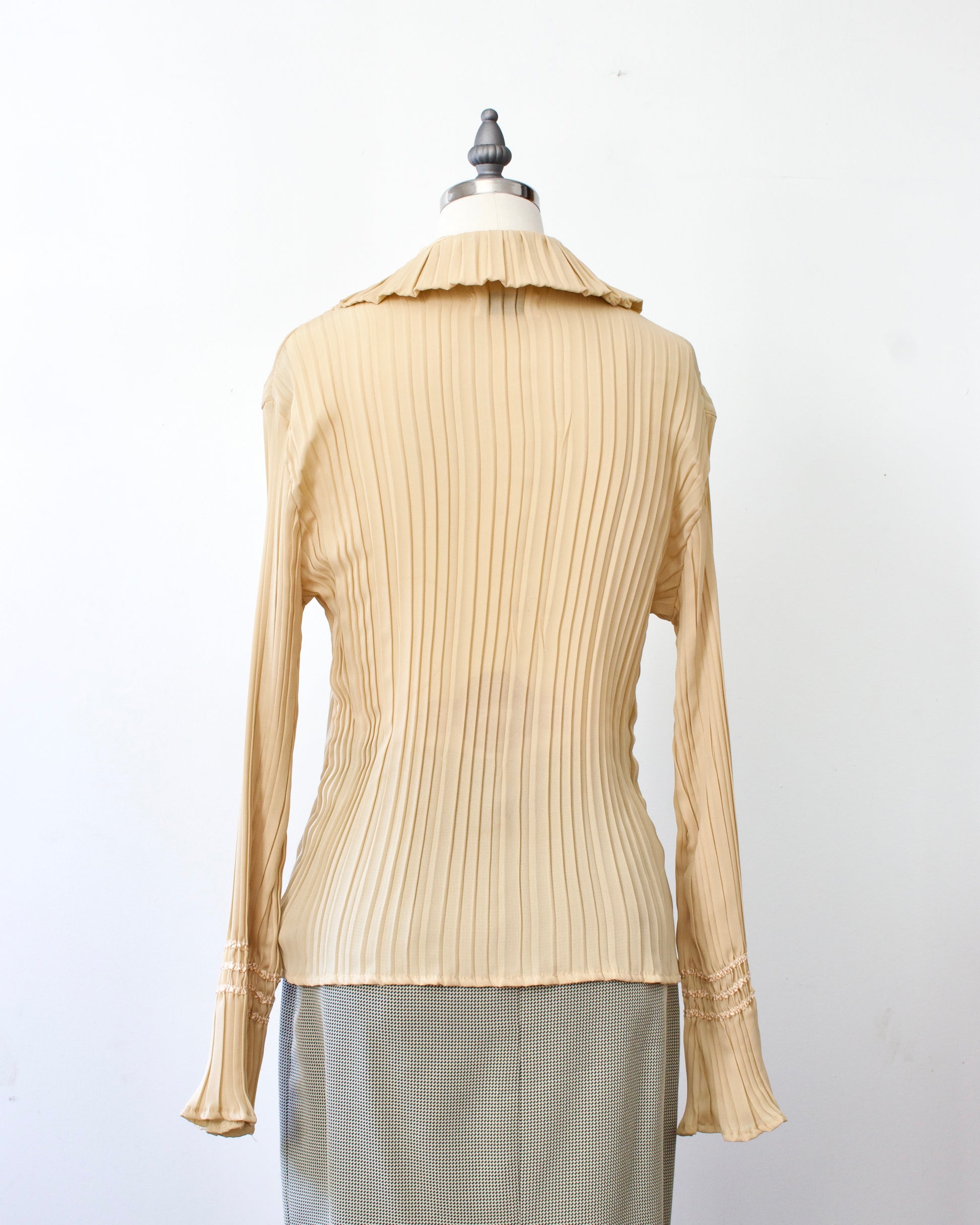 00s Pleat Lace-Up Blouse x Dress-U by Sharon (M)