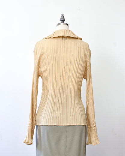 00s Pleat Lace-Up Blouse x Dress-U by Sharon (M)