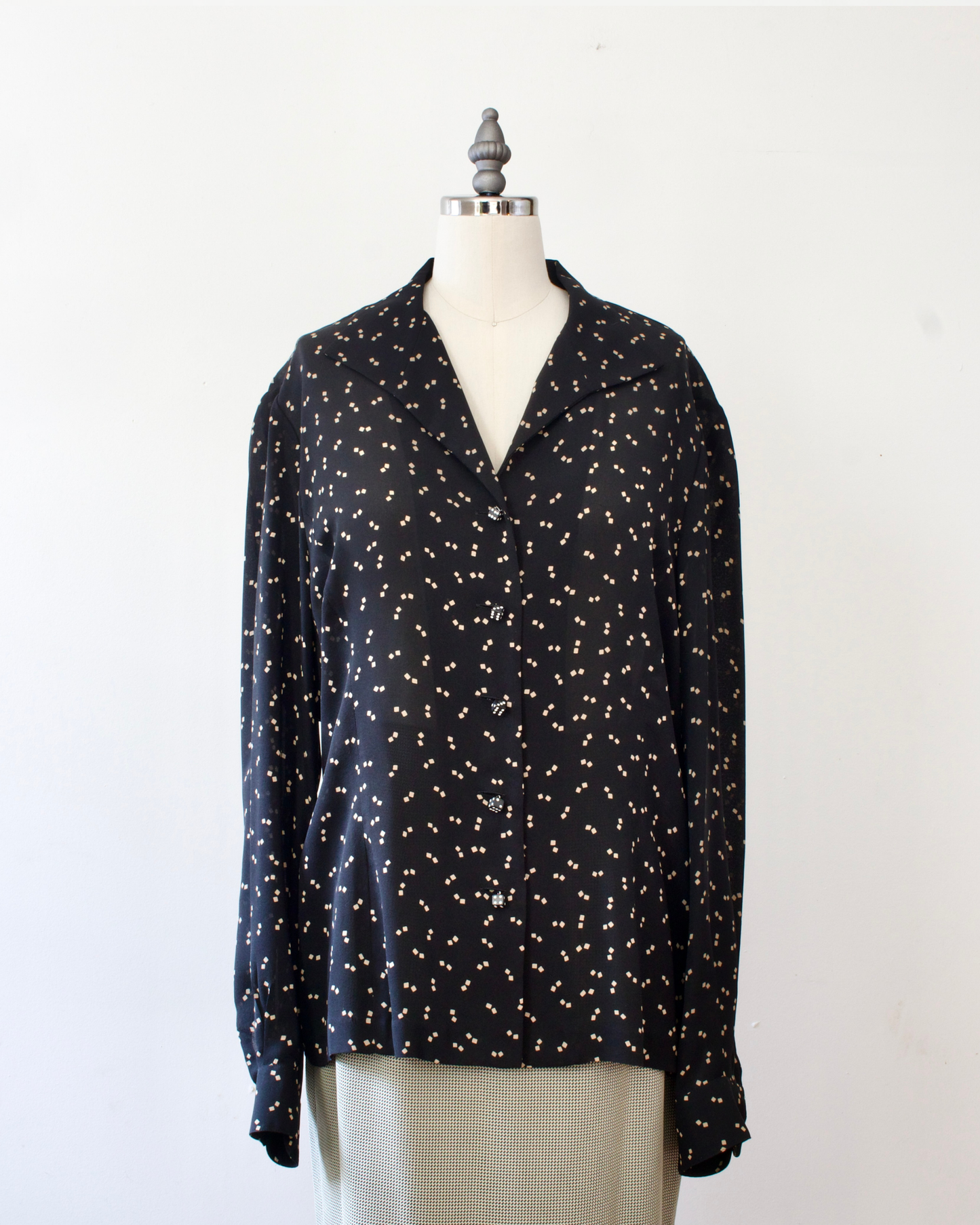 00s Silk Dice Shirt x Dana Buchman (L)