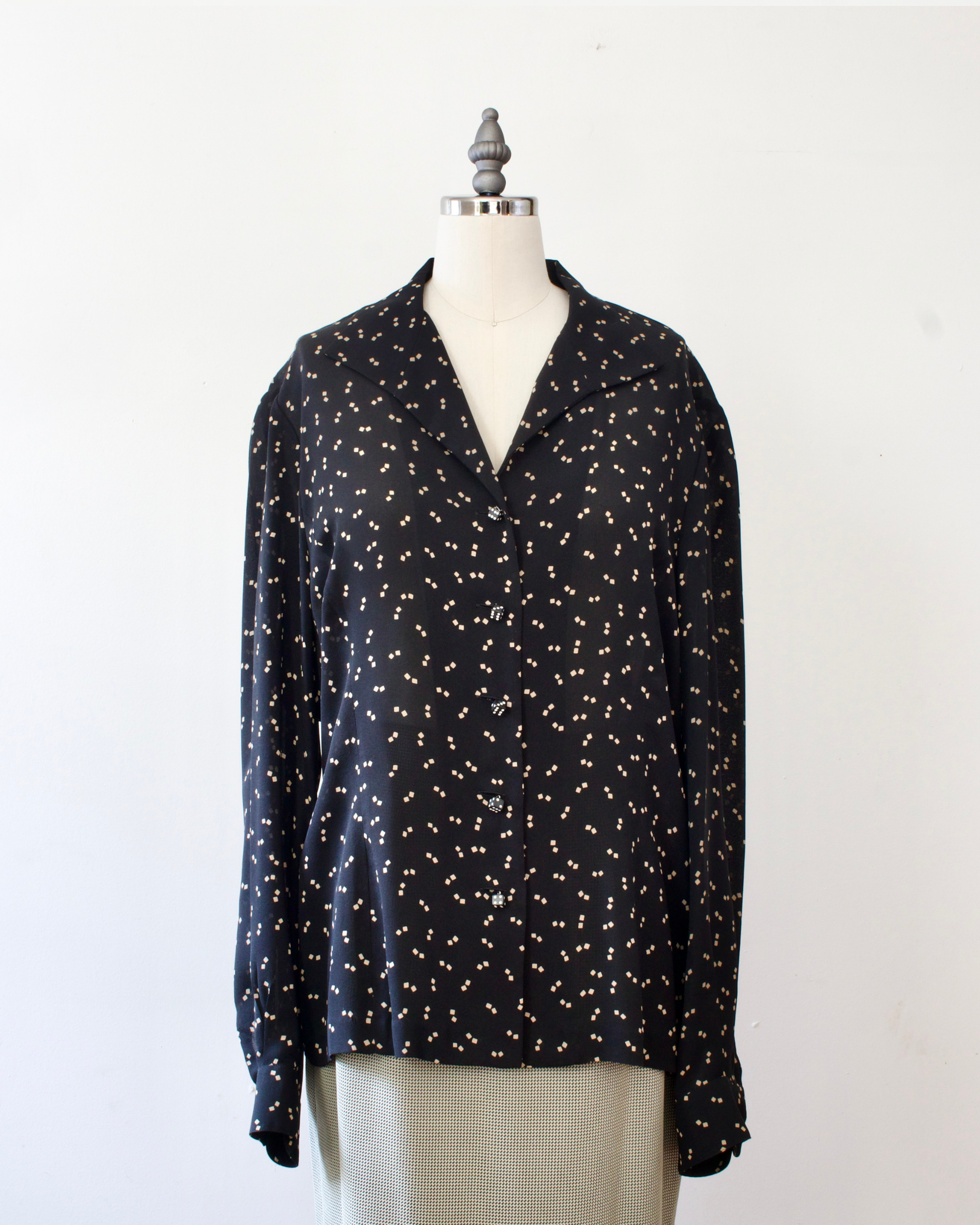 00s Silk Dice Shirt x Dana Buchman (L)