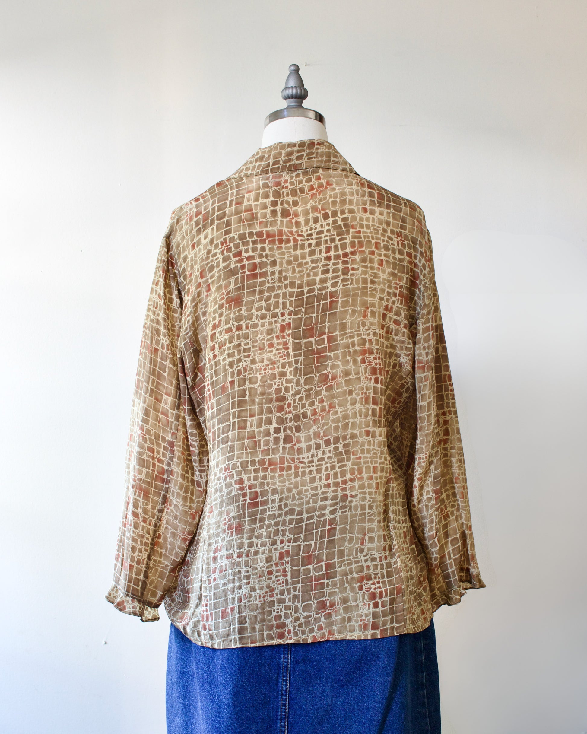 00s Silk Geo Print Blouse x Willie Smith (S-M)