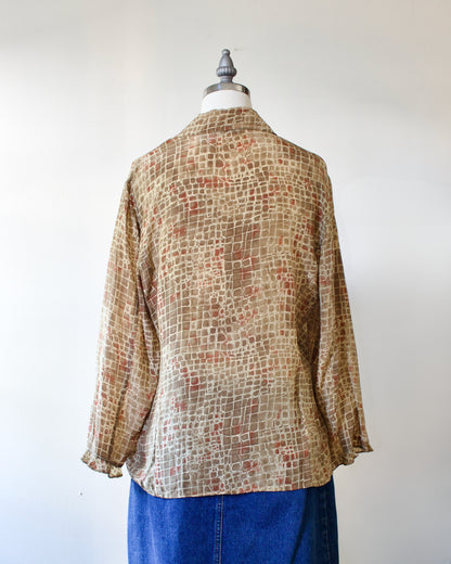 00s Silk Geo Print Blouse x Willie Smith (S-M)