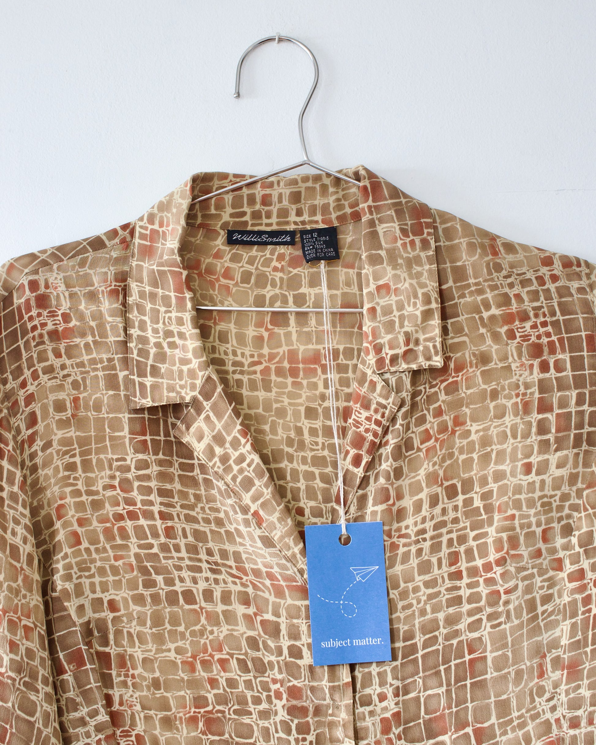 00s Silk Geo Print Blouse x Willie Smith (S-M)