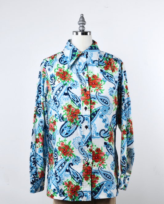 50s Floral Paisley Shirt x Peck & Peck (M)