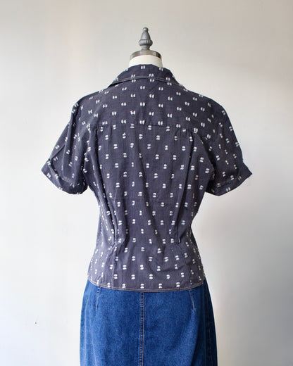 50s Pinstripe Blouse x Blousemaker (S)