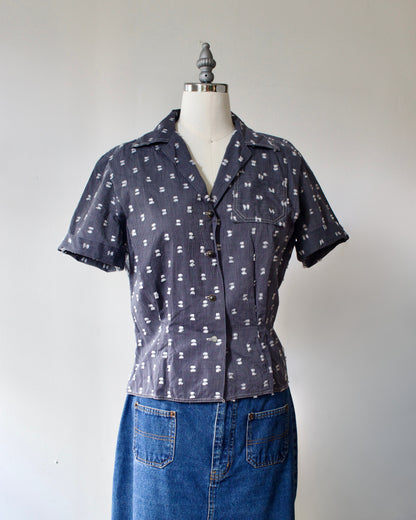 50s Pinstripe Blouse x Blousemaker (S)