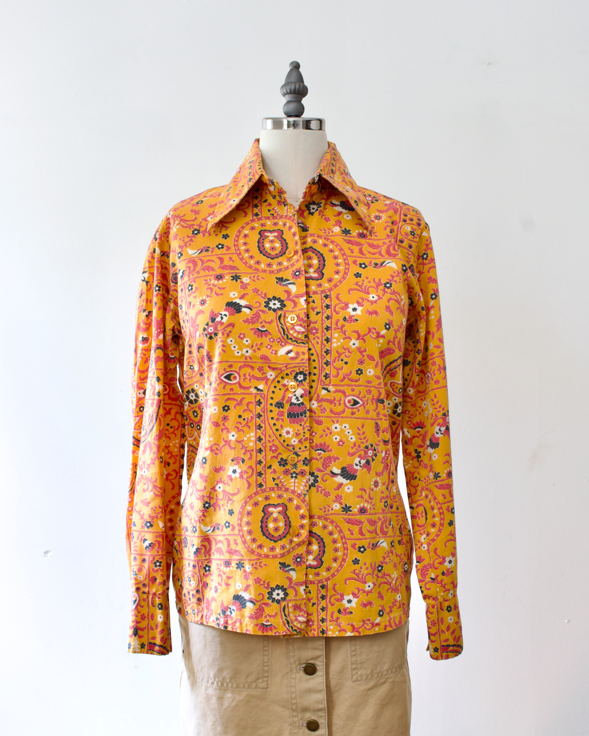 70s Cotton-Blend Paisley Shirt (S)