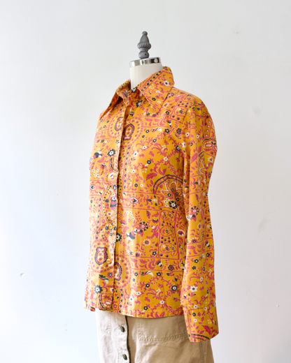 70s Cotton-Blend Paisley Shirt (S)