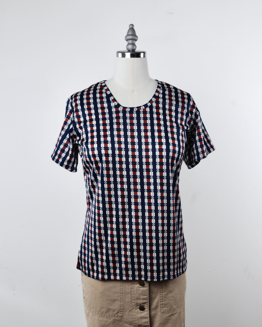 70s Stretch Geo Print Top (XS-S)