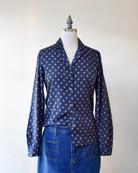 70s Stripe Print Shirt x Panther (S)