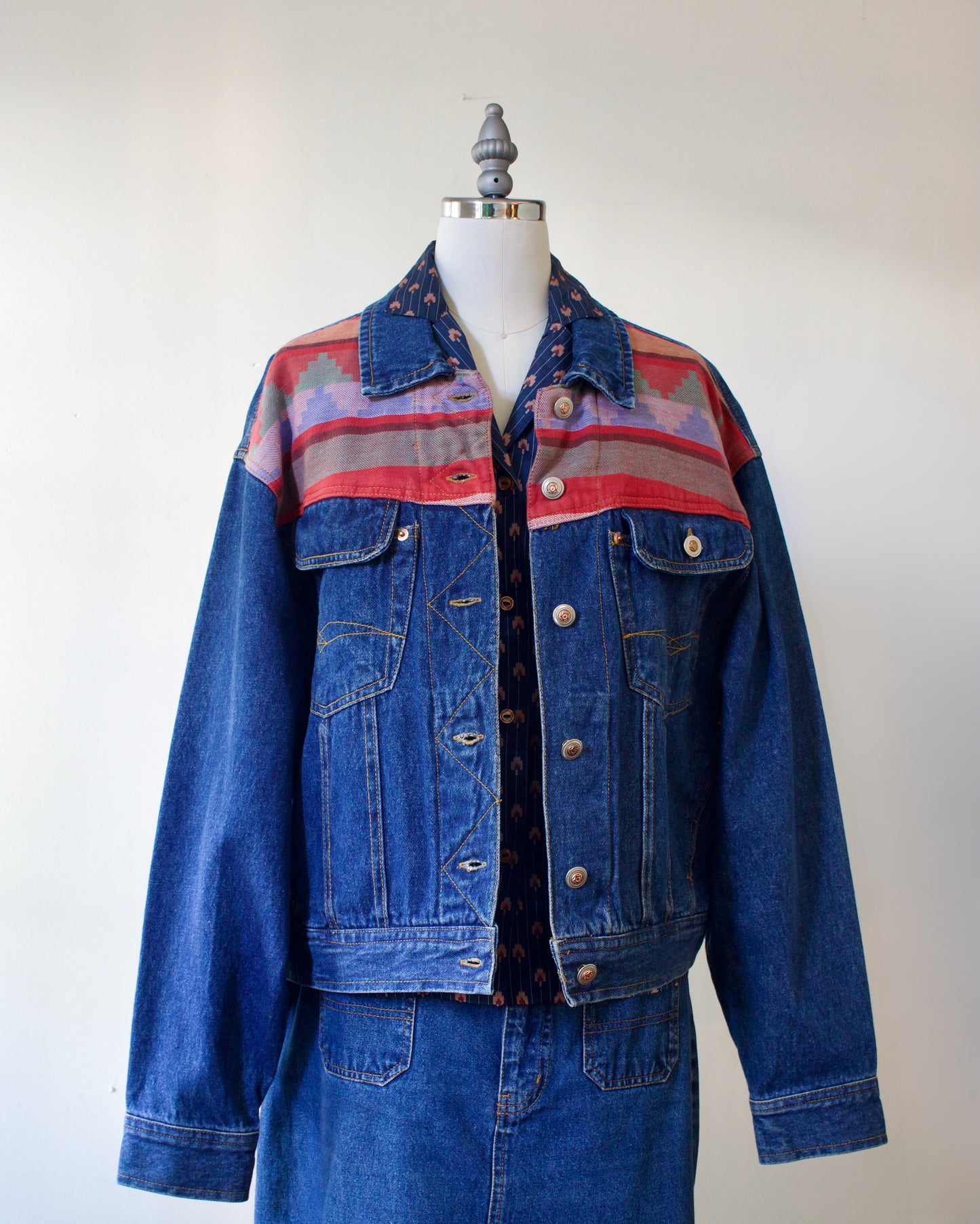 80s Denim Print Jacket x Soho Champagne Shirtmakers (M-L)