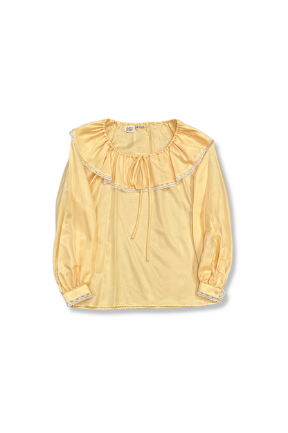 80s Satin Ruffle Lace Blouse (L-XL) | Subject Matter