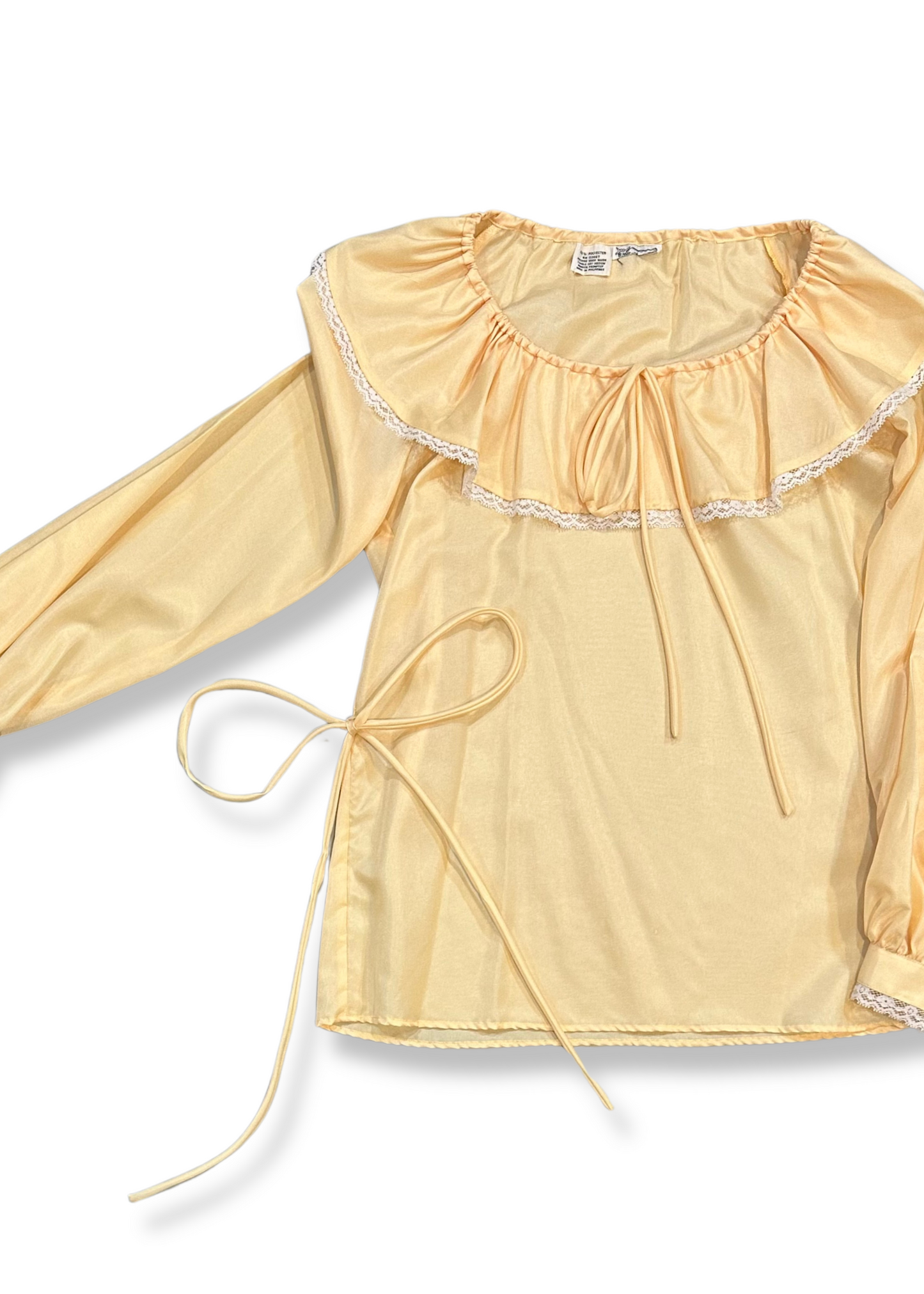 80s Satin Ruffle Lace Blouse (L-XL) | Subject Matter