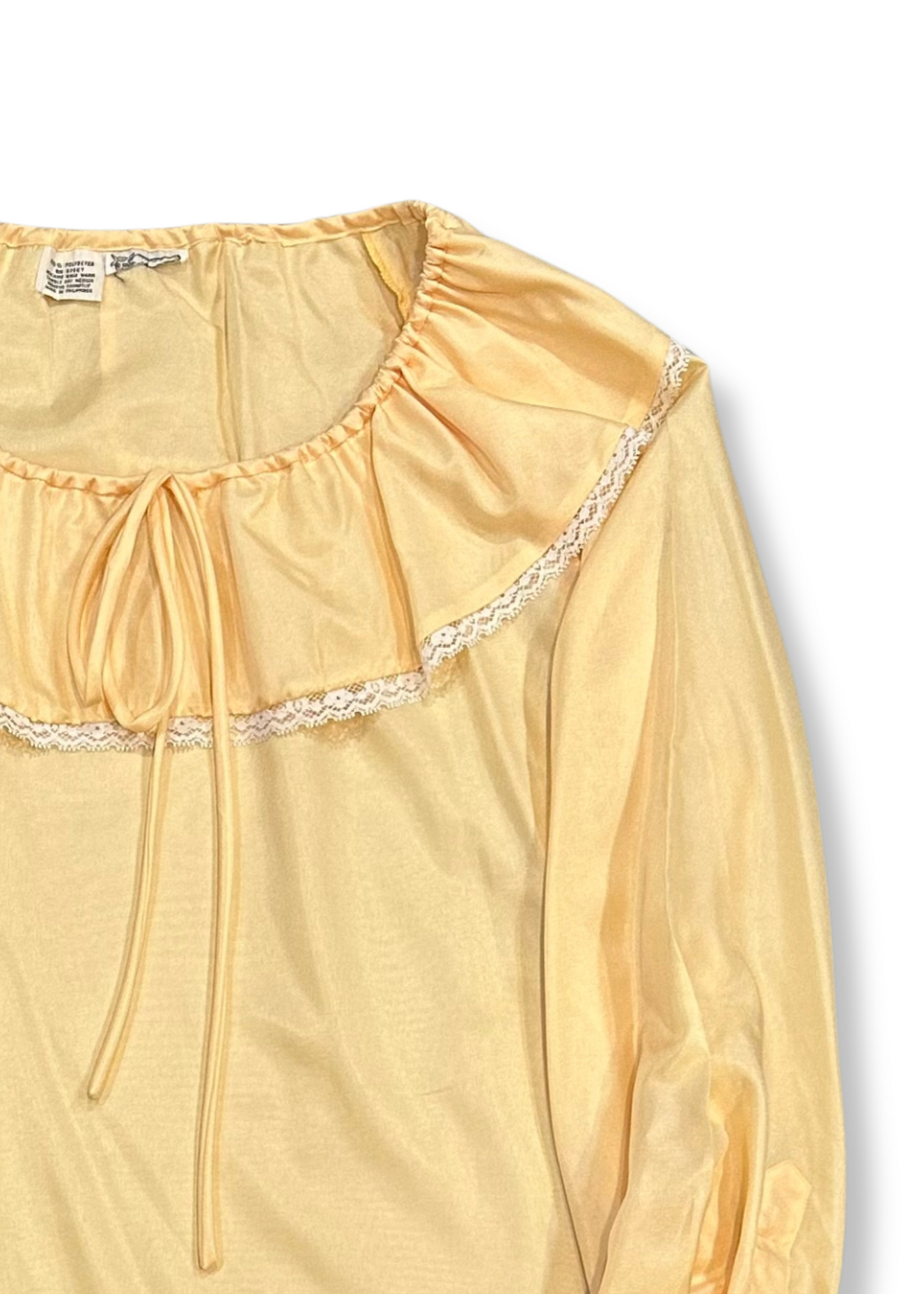 80s Satin Ruffle Lace Blouse (L-XL) | Subject Matter