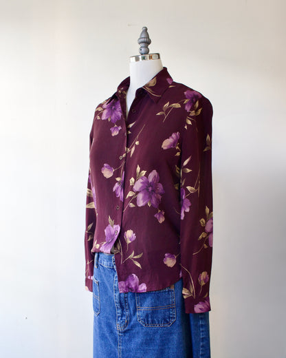 80s Silk Floral Shirt x Jones New York (XSP)