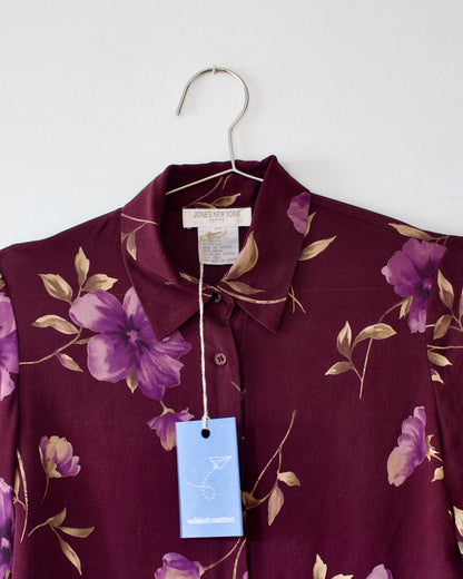 80s Silk Floral Shirt x Jones New York (XSP)