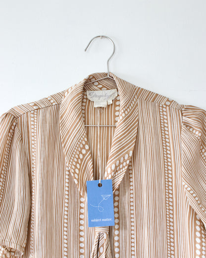 80s Stripe Print Tie Blouse x Shapely (S-M)