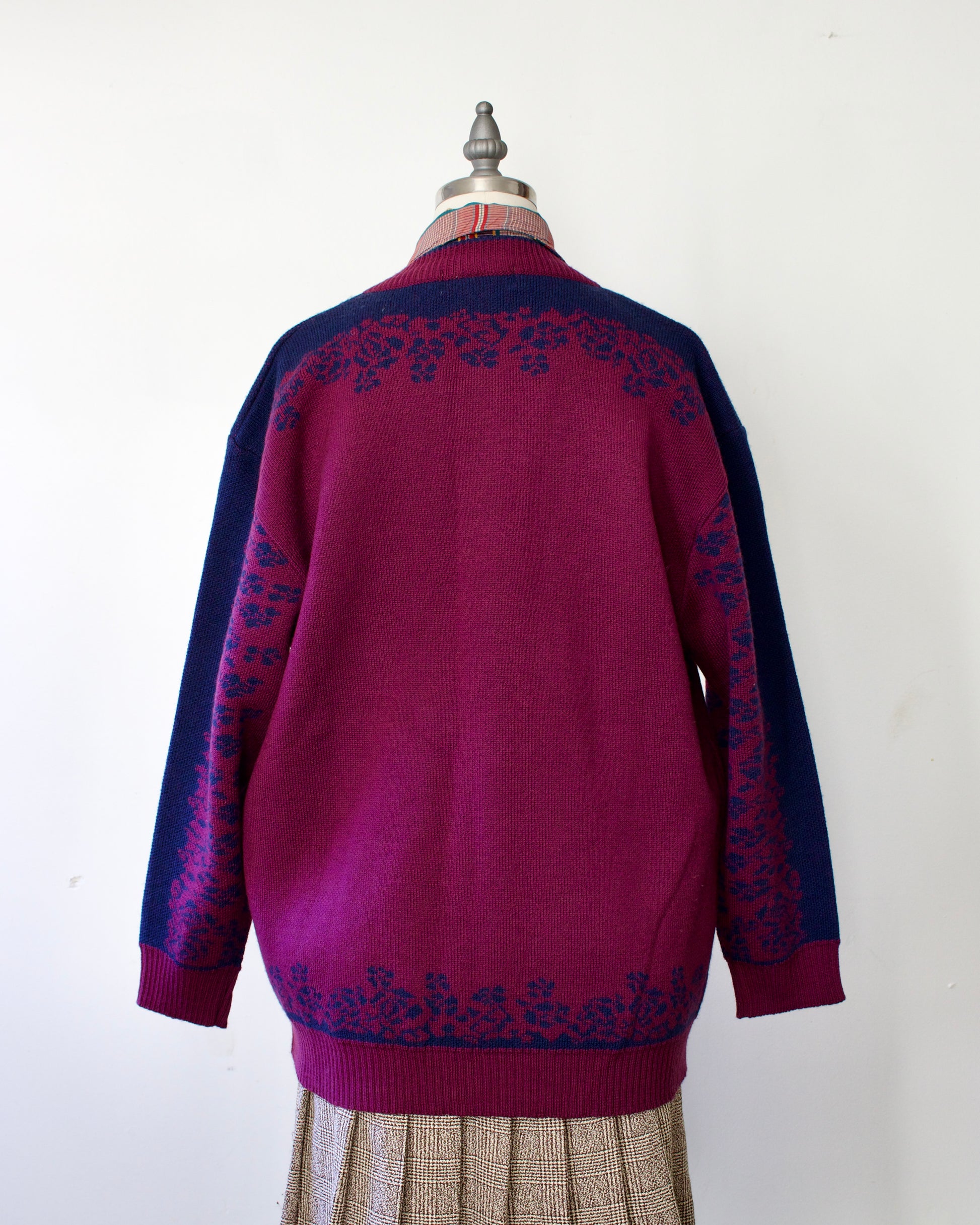80s Wool Floral Knit Cardigan x Camela (M)