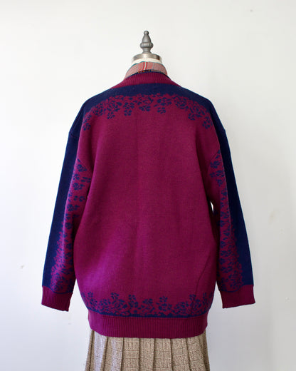 80s Wool Floral Knit Cardigan x Camela (M)