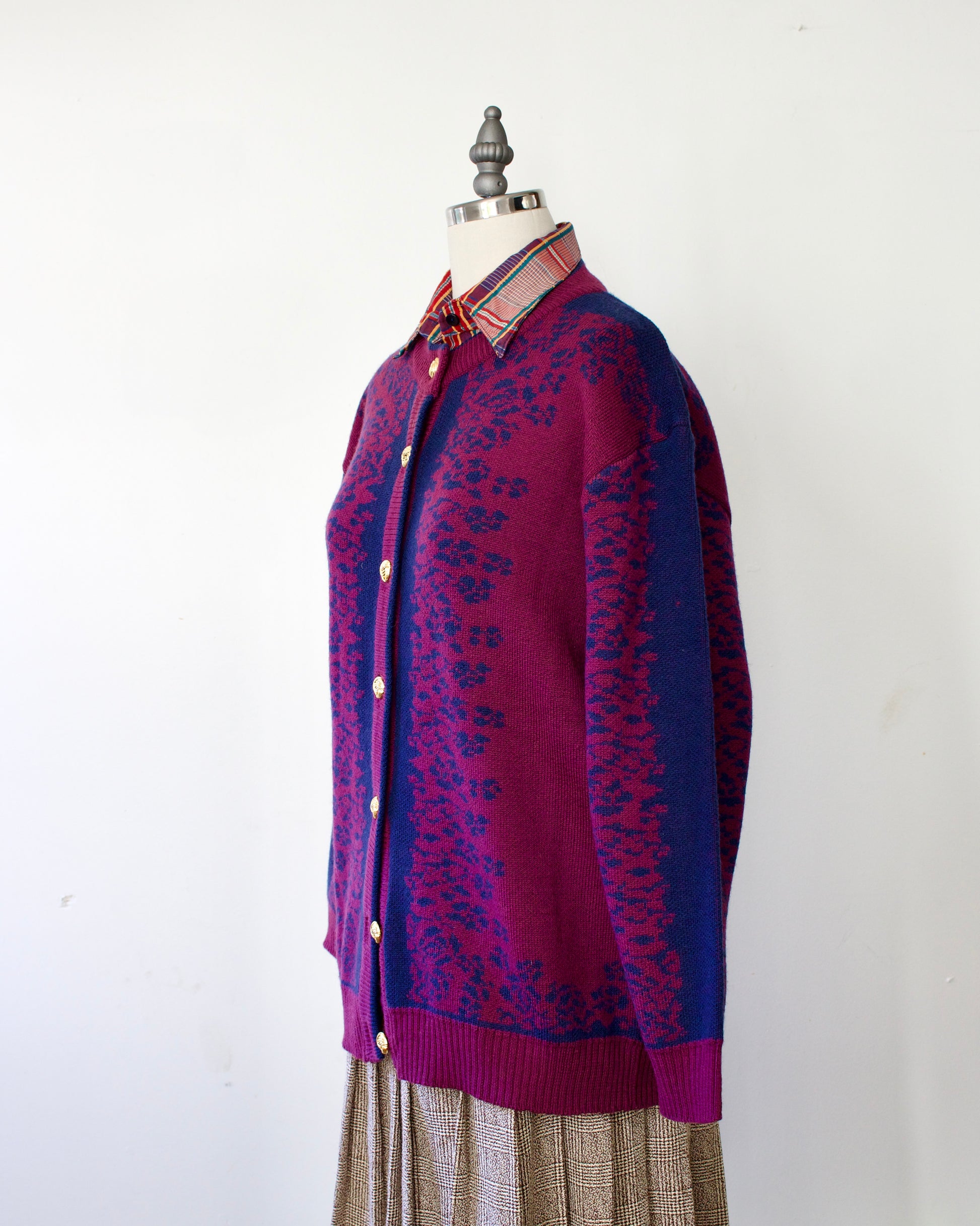 80s Wool Floral Knit Cardigan x Camela (M)