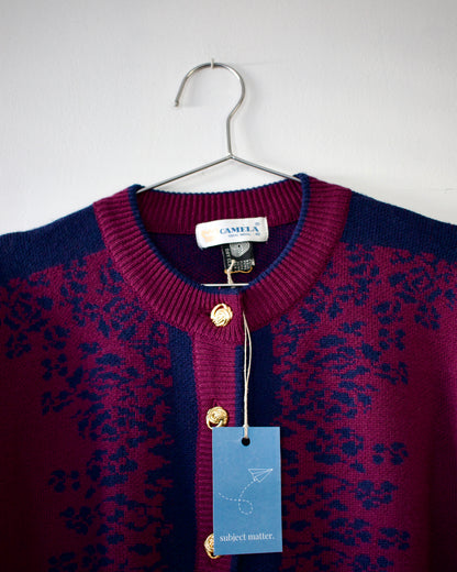 80s Wool Floral Knit Cardigan x Camela (M)