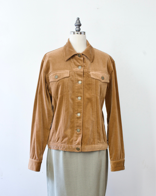 90s Cotton Velveteen Houndstooth Jacket x Jones New York Sport (S)