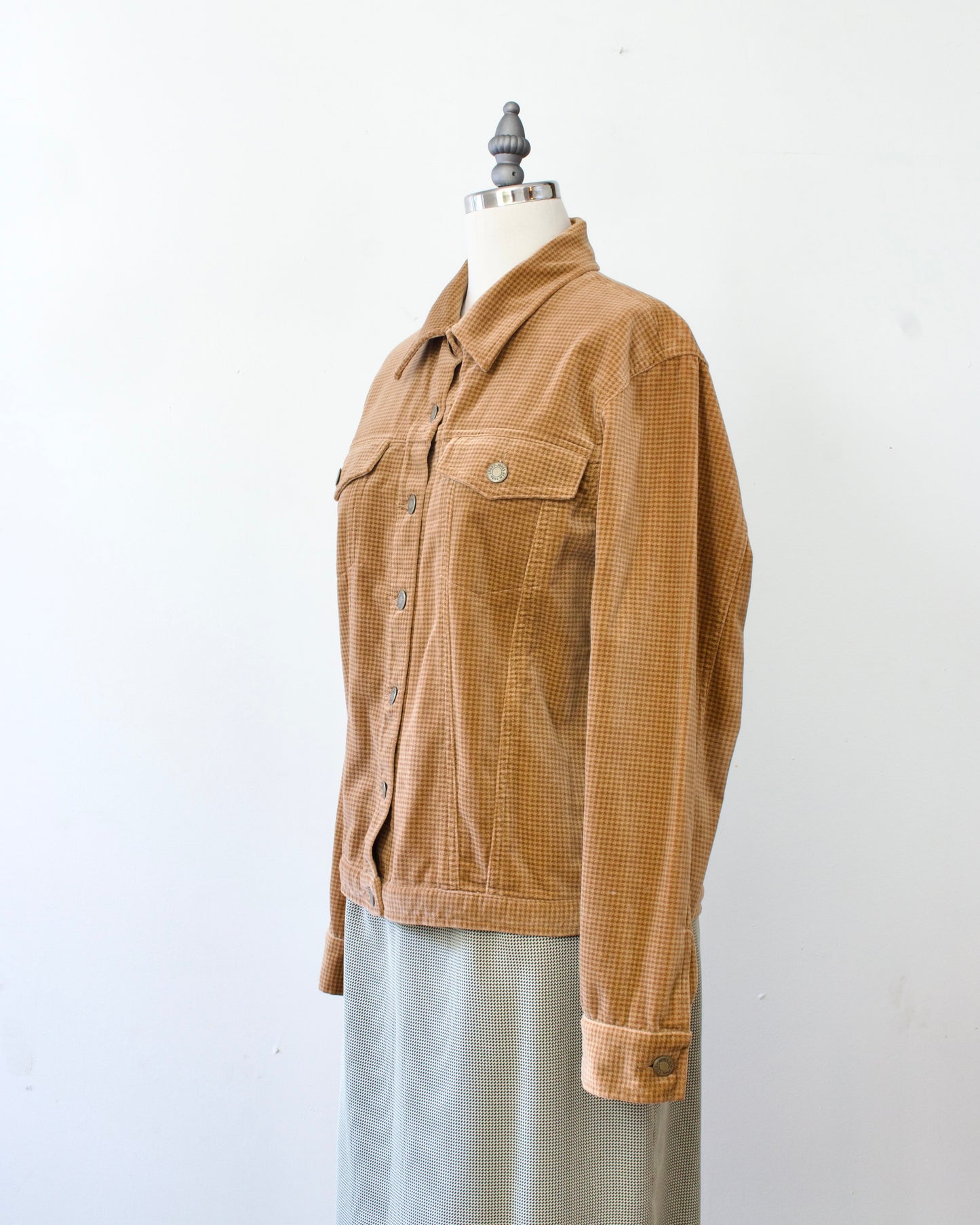 90s Cotton Velveteen Houndstooth Jacket x Jones New York Sport (S)