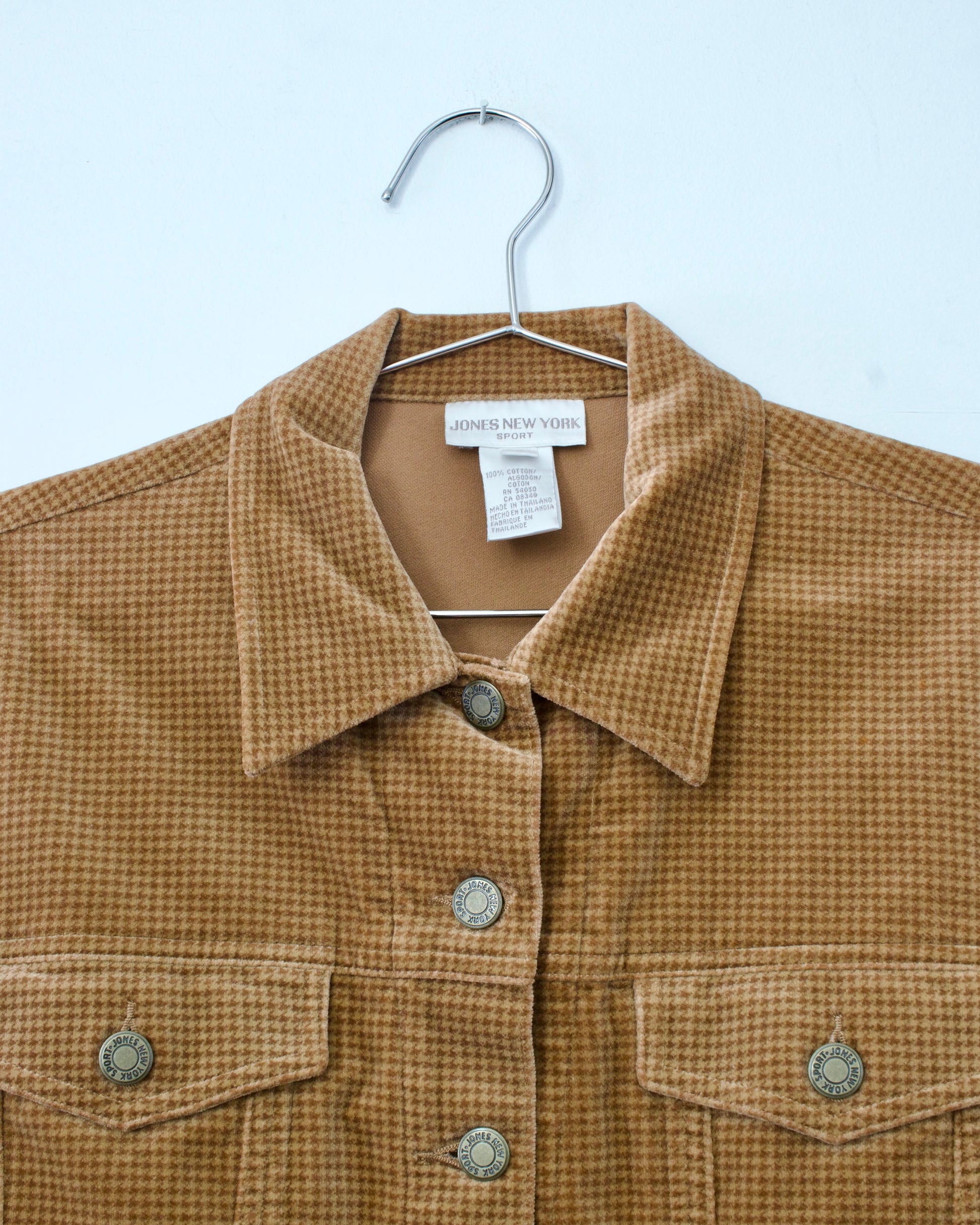 90s Cotton Velveteen Houndstooth Jacket x Jones New York Sport (S)