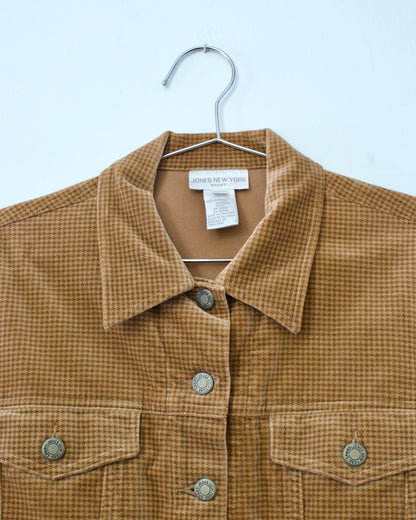 90s Cotton Velveteen Houndstooth Jacket x Jones New York Sport (S)
