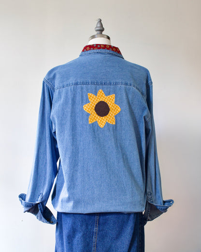 90s Denim Sunflower Shirt x Channel Mark (M-L)