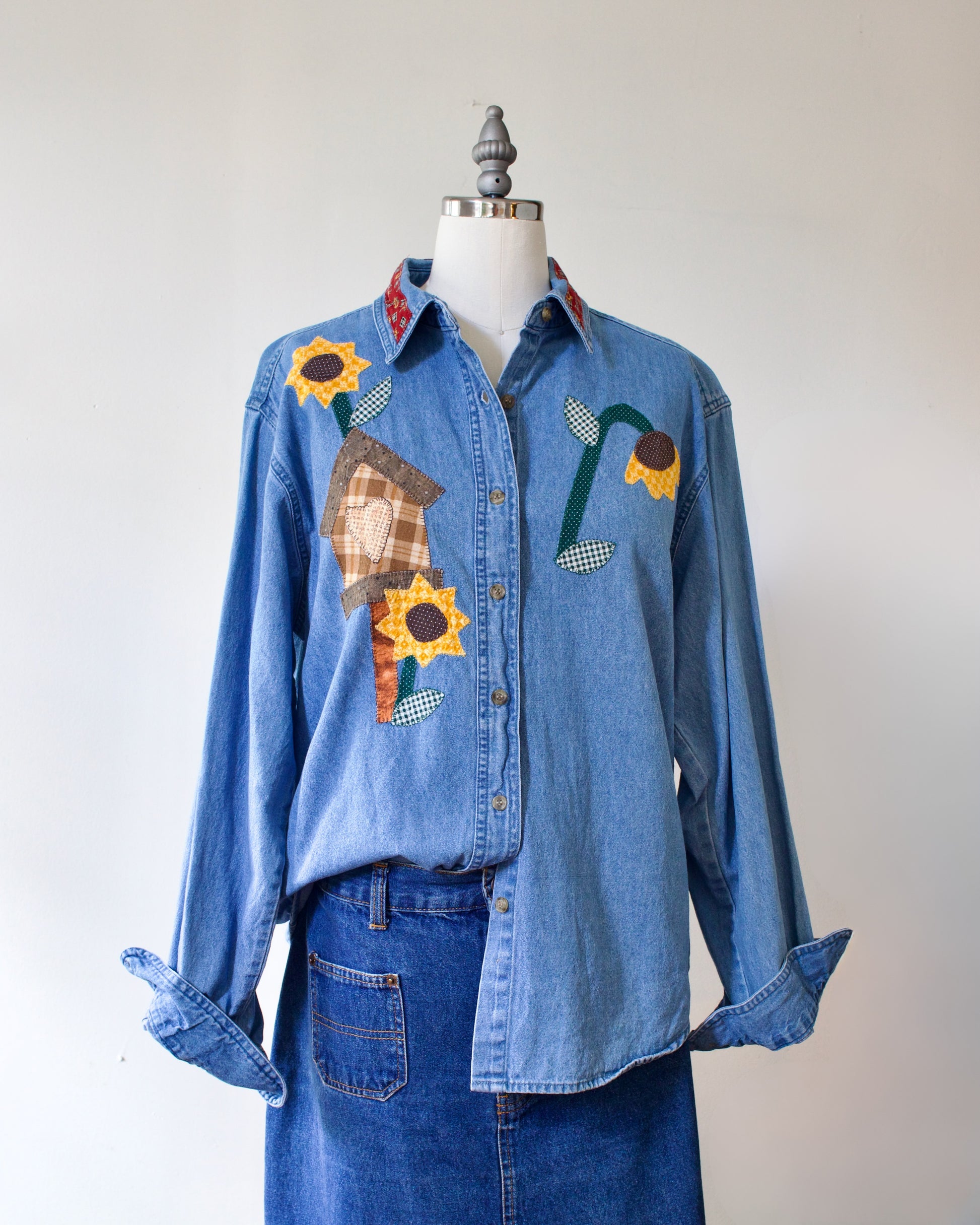 90s Denim Sunflower Shirt x Channel Mark (M-L)