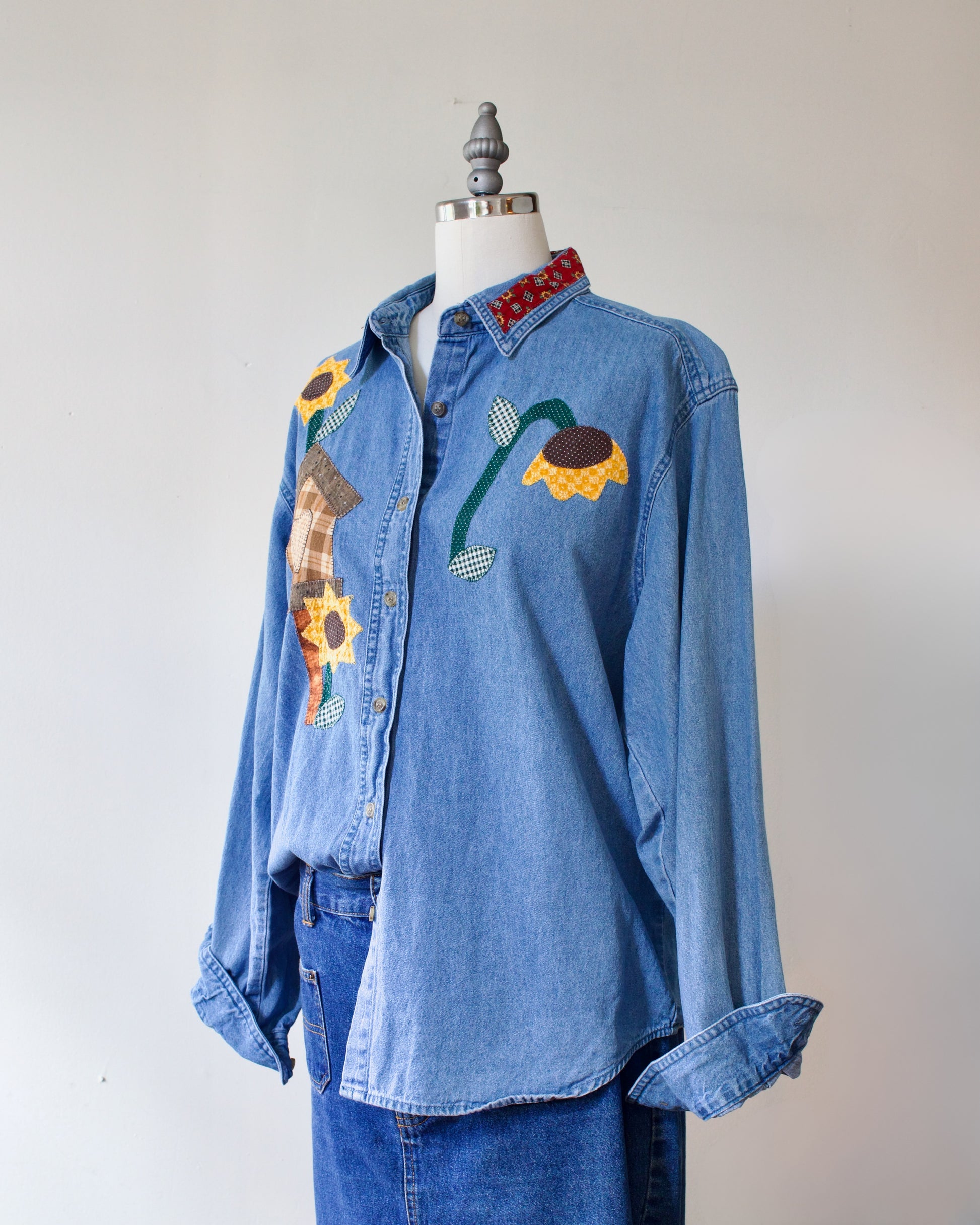 90s Denim Sunflower Shirt x Channel Mark (M-L)