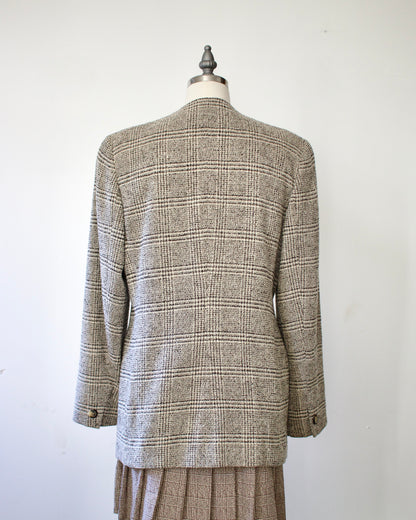 90s Wool-Blend Check Jacket x Joan & David (M)