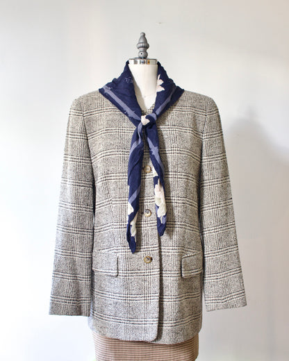 90s Wool-Blend Check Jacket x Joan & David (M)