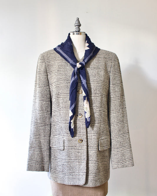 90s Wool-Blend Check Jacket x Joan & David (M)