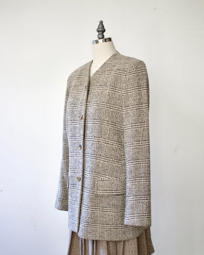 90s Wool-Blend Check Jacket x Joan & David (M)