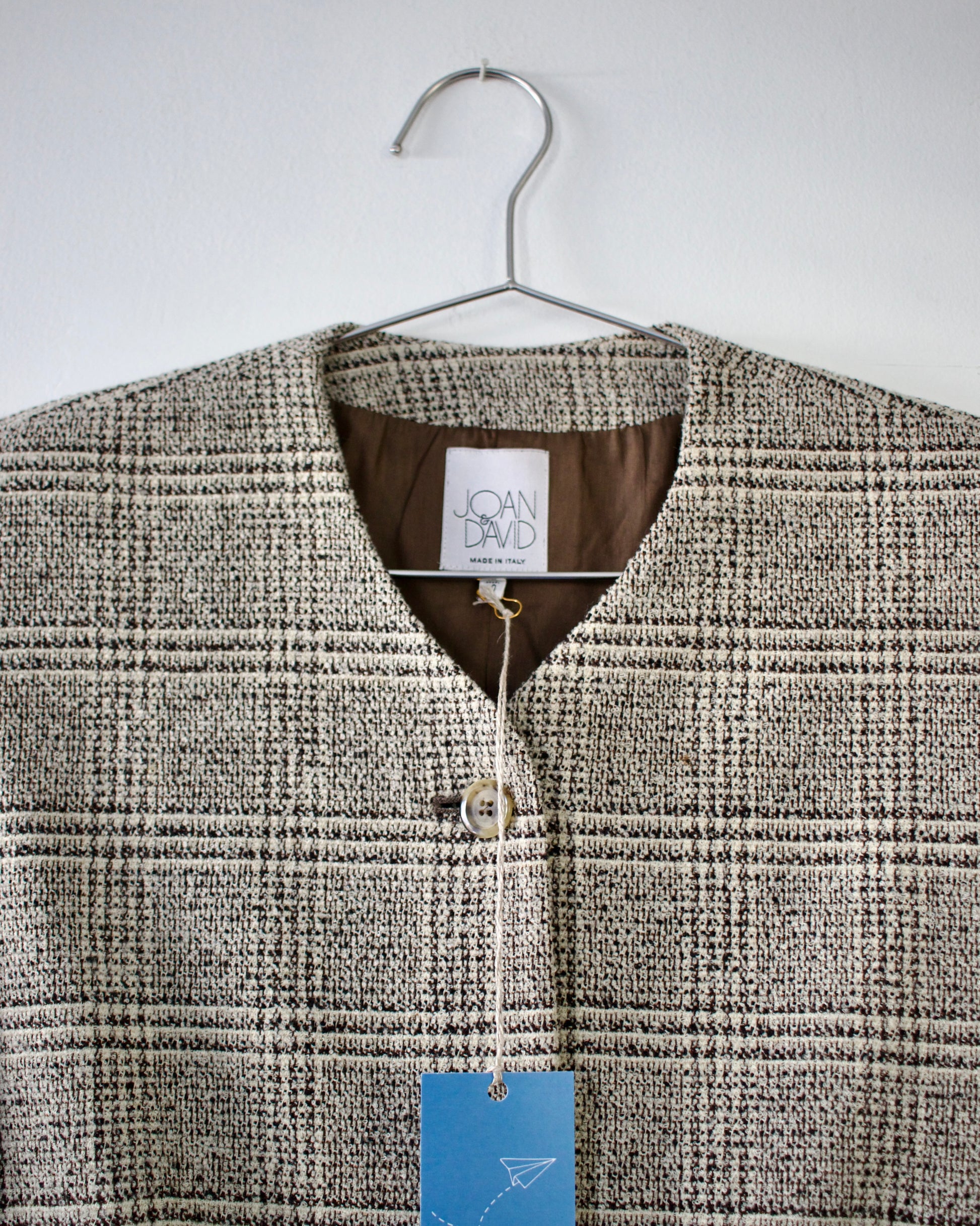90s Wool-Blend Check Jacket x Joan & David (M)