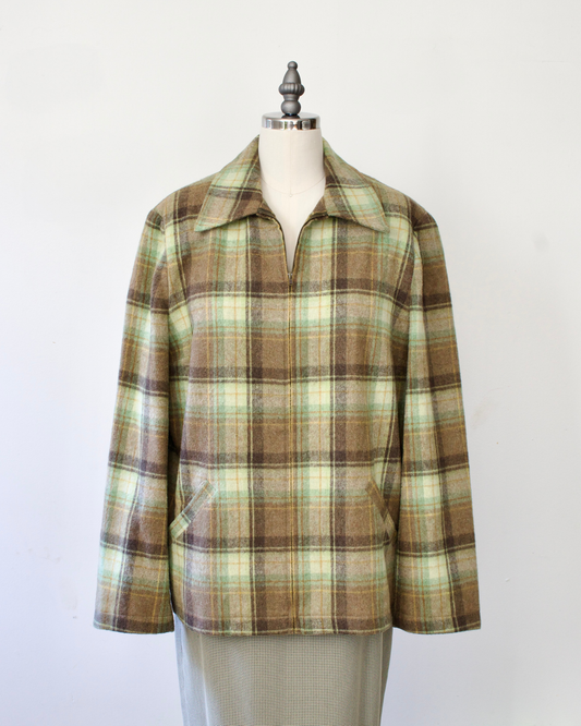 90s Wool-Blend Plaid Jacket x Evan-Picone (M)