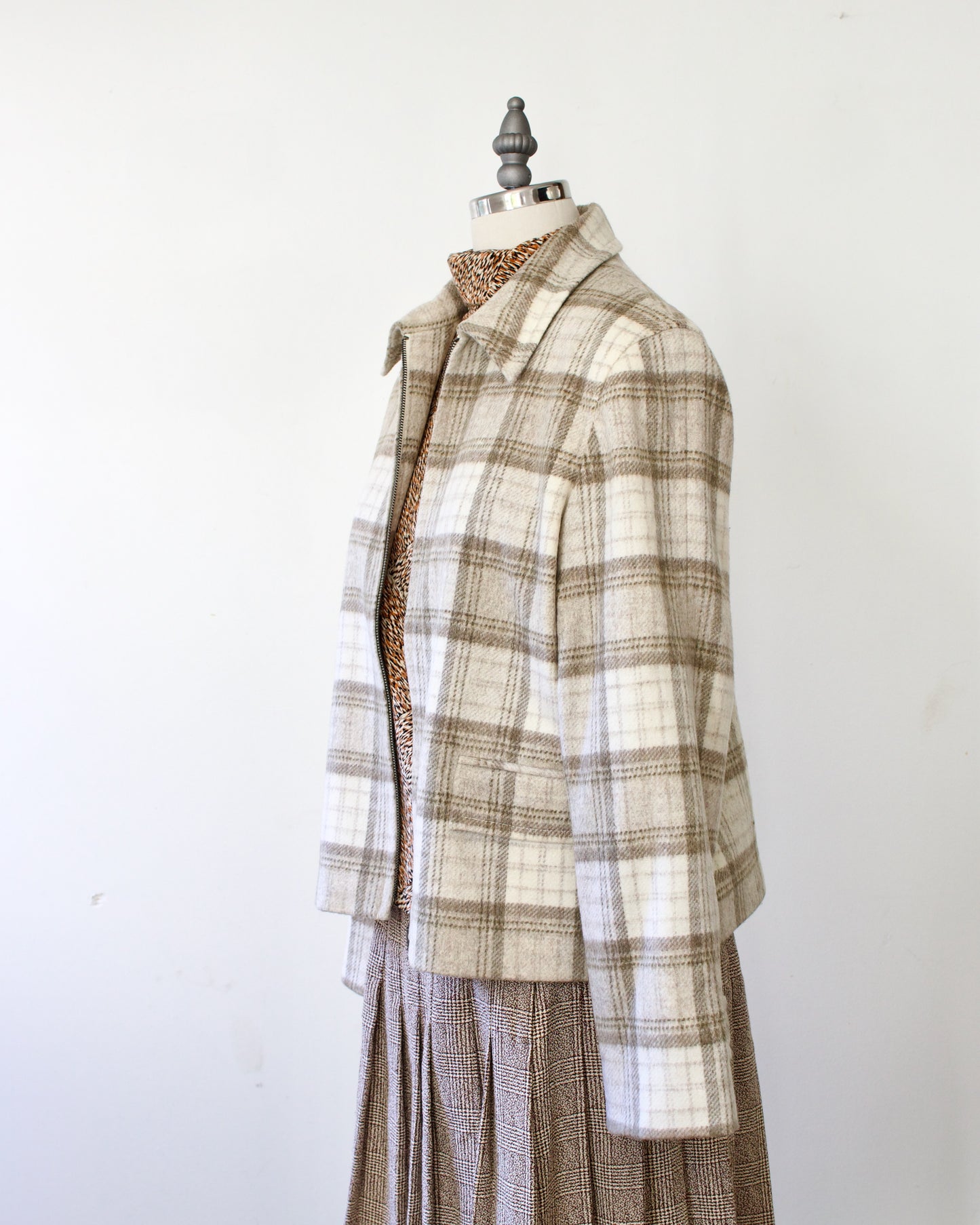 90s Wool-Blend Plaid Jacket x Jones New York Country (MP)