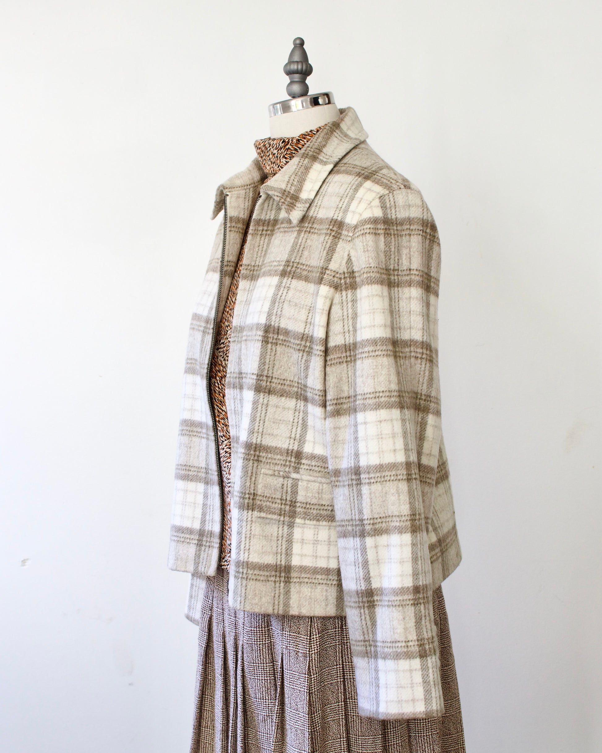 90s Wool-Blend Plaid Jacket x Jones New York Country (MP)