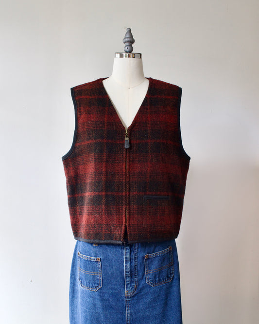 90s Wool-Blend Plaid Vest x G.H. Bass & Co. (M)