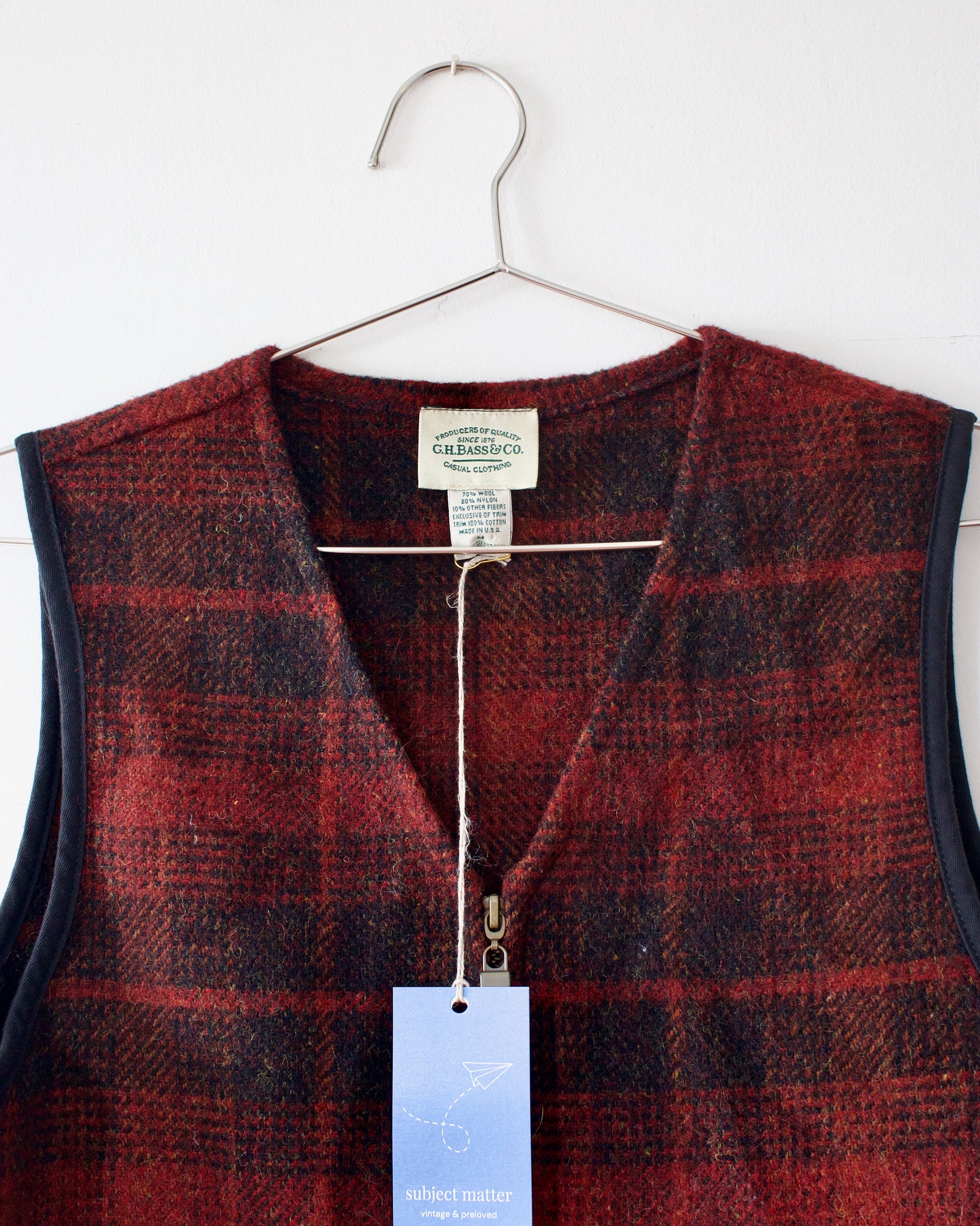 90s Wool-Blend Plaid Vest x G.H. Bass & Co. (M)