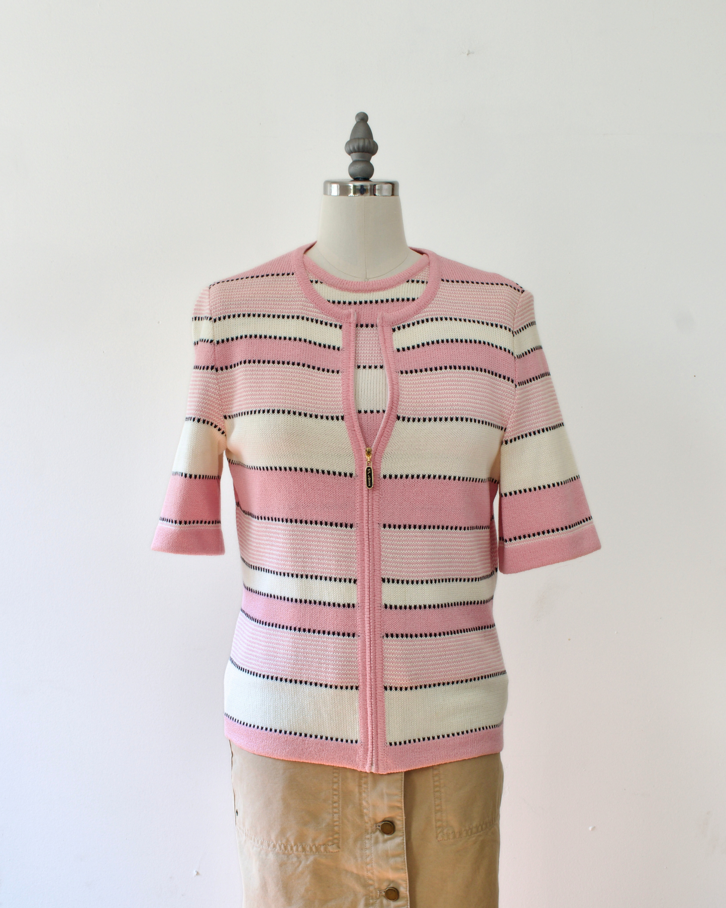 90s Wool-Blend Stripe Knit Cardigan x St. John Sportswear by Marie Gray (XSP)