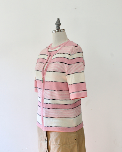 90s Wool-Blend Stripe Knit Cardigan x St. John Sportswear by Marie Gray (XSP)