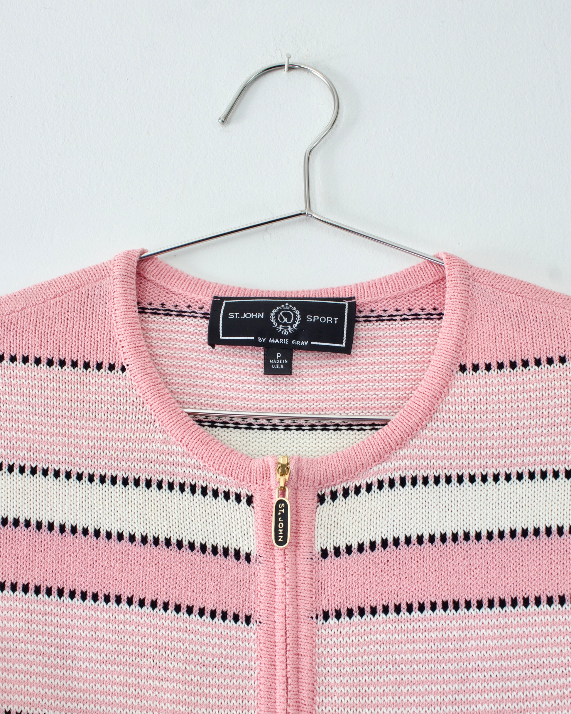90s Wool-Blend Stripe Knit Cardigan x St. John Sportswear by Marie Gray (XSP)