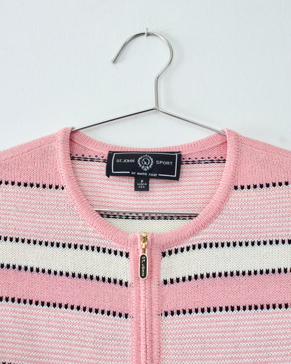 90s Wool-Blend Stripe Knit Cardigan x St. John Sportswear by Marie Gray (XSP)