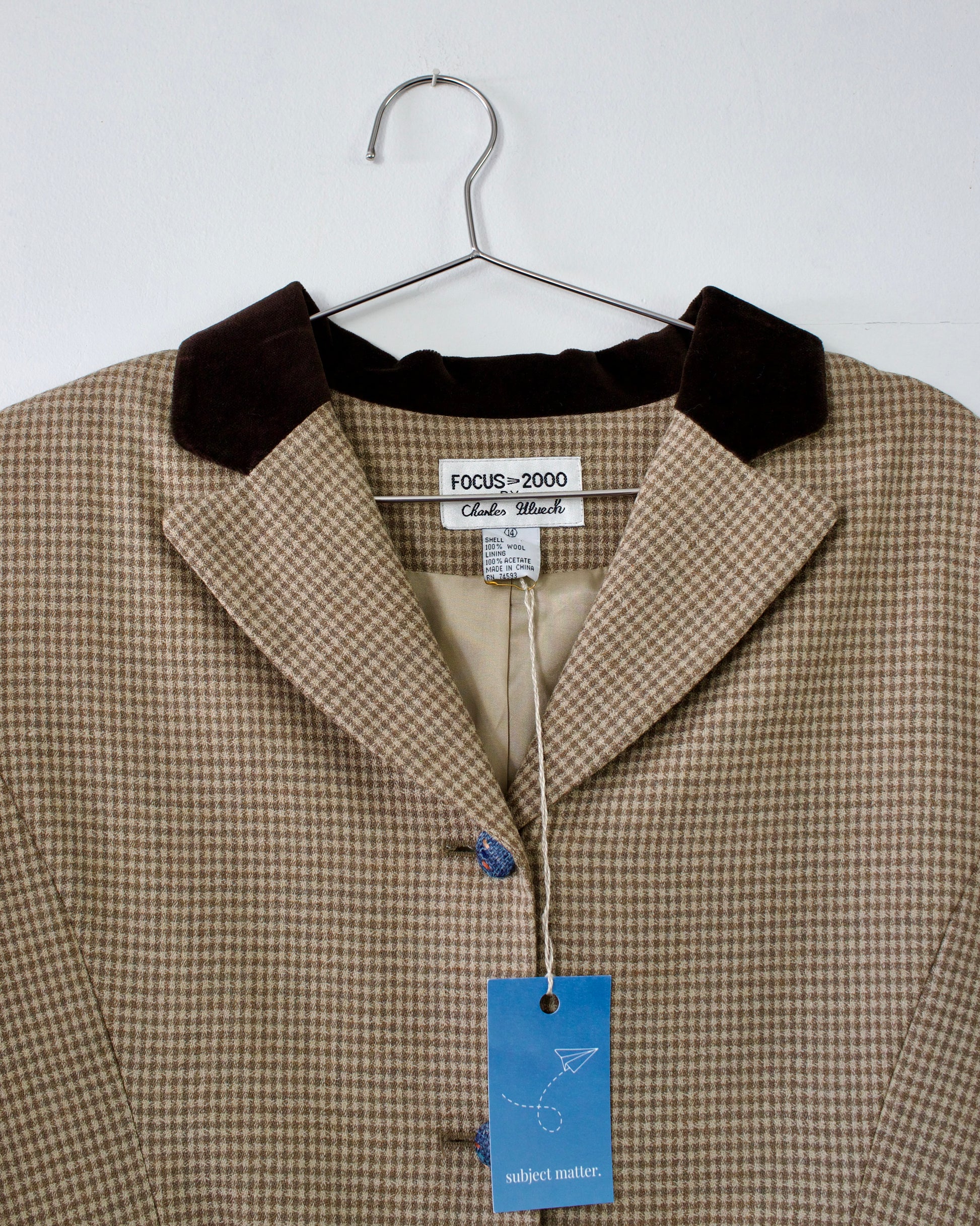 90s Wool Check Blazer x Focus 2000 by Charles Glueck (L)