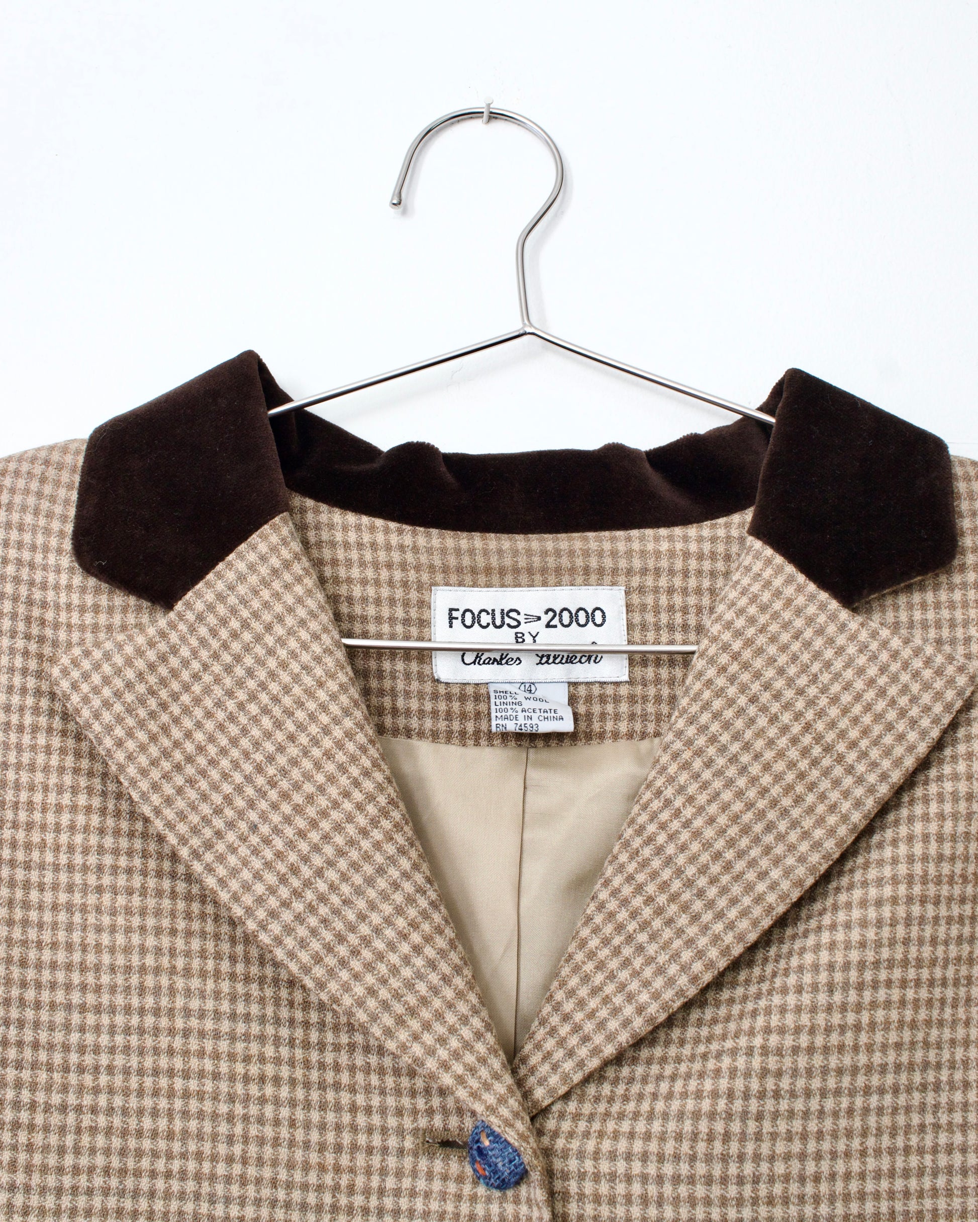 90s Wool Check Blazer x Focus 2000 by Charles Glueck (L)
